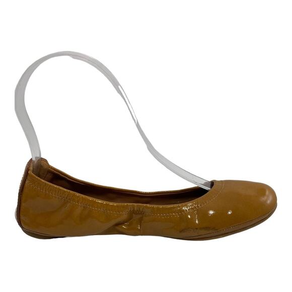 Tory Burch Eddie Ballet Flats Royal Tan Patent Leather Slip On Size 6.5 Medium - Picture 12 of 14